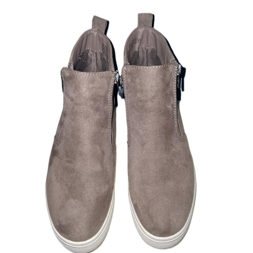 Tru Time Taupe Faux Suede Platform Wedge Sneakers | Side Zippers | Women’s 8W
